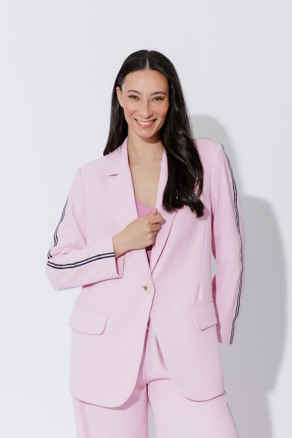 Pink Stripe Boyfriend Blazer