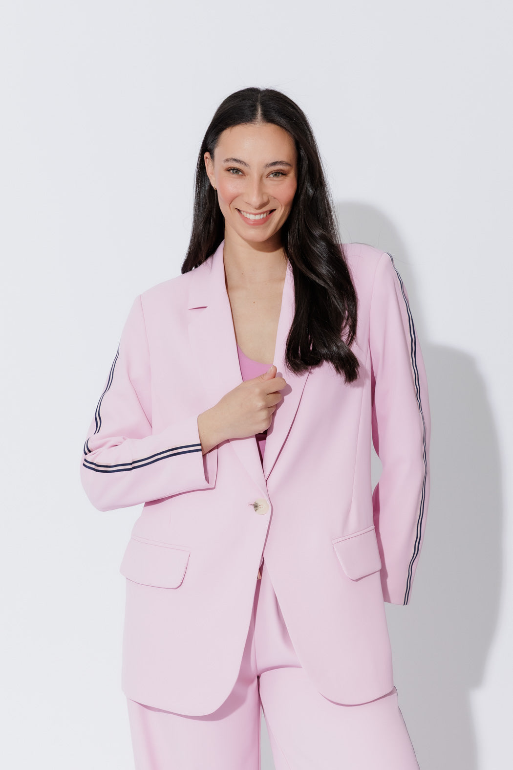Pink Stripe Boyfriend Blazer