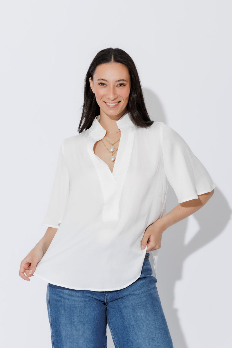 White Silky Milan Fluted Blogger Shirt