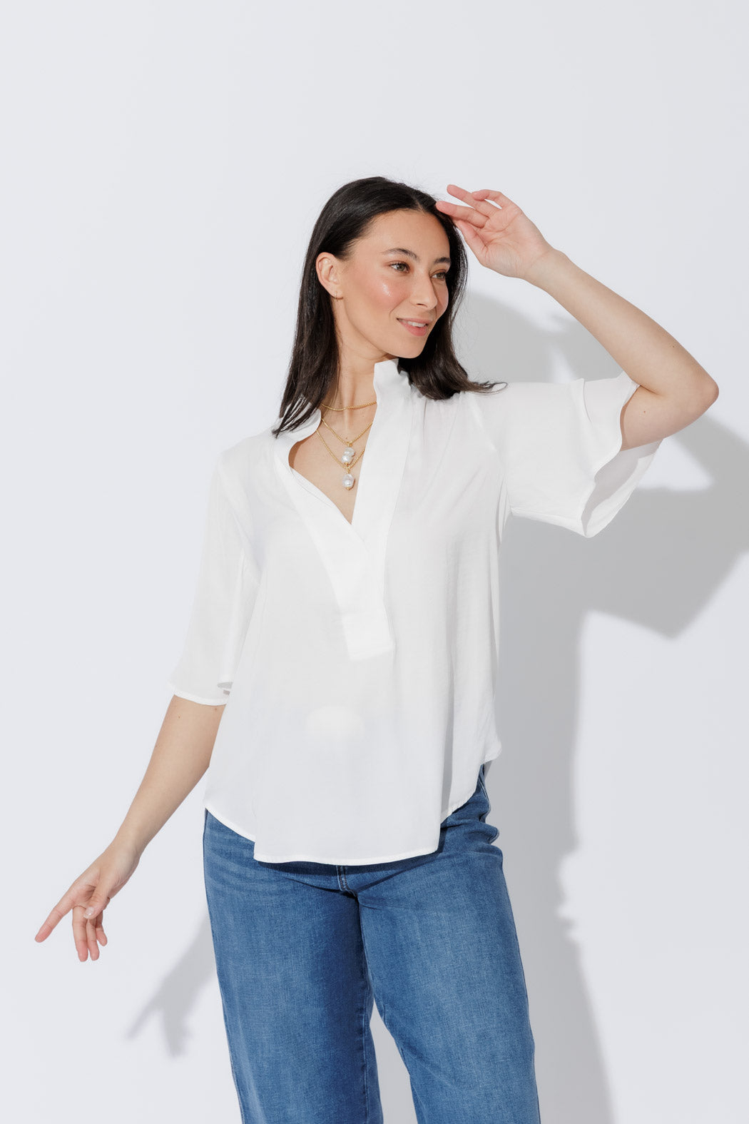 White Silky Milan Fluted Blogger Shirt