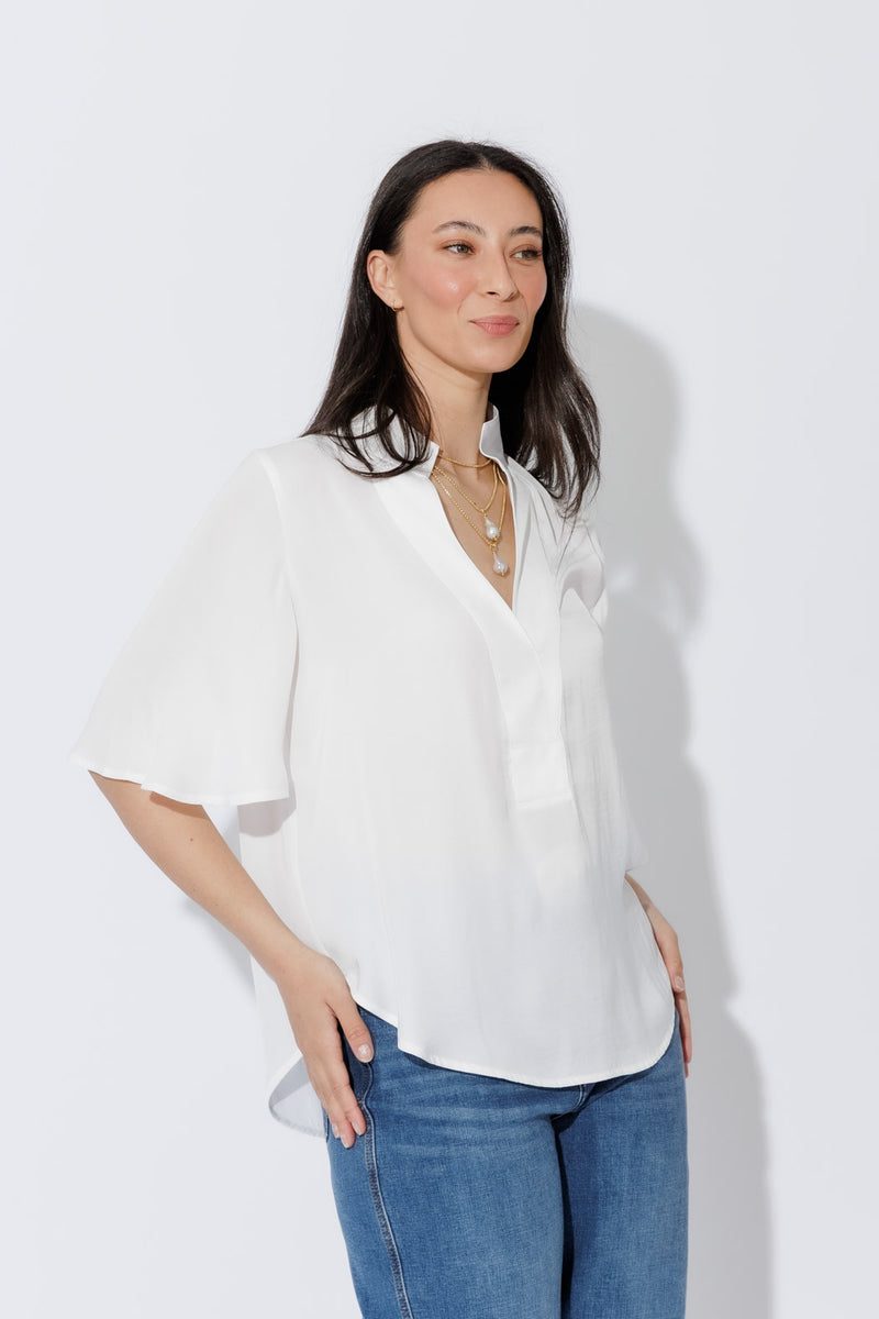 White Milan Fluted Blogger Shirt