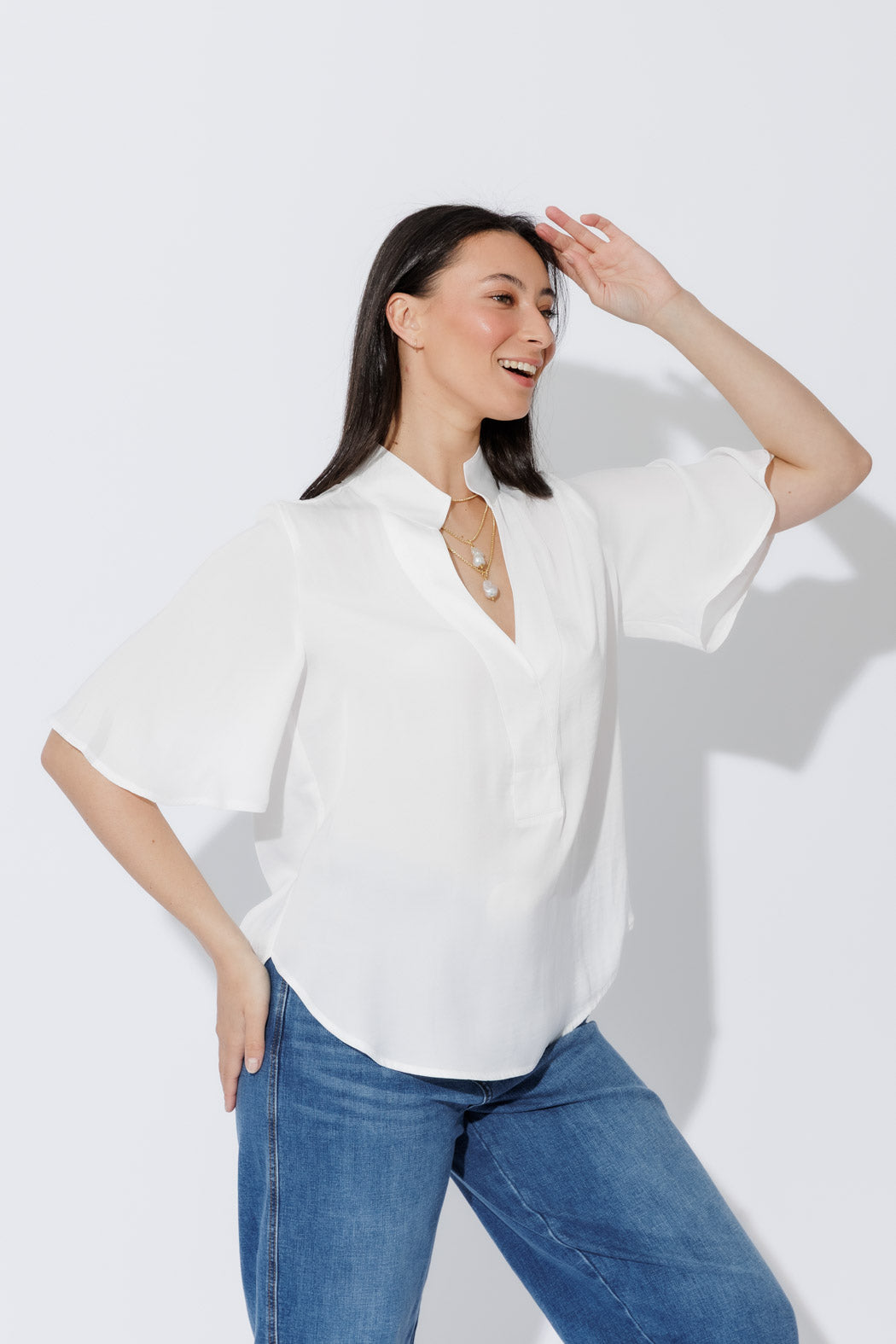 White Silky Milan Fluted Blogger Shirt