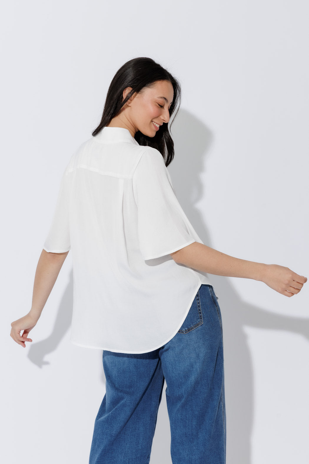 White Milan Fluted Blogger Shirt