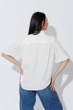 White Milan Fluted Blogger Shirt