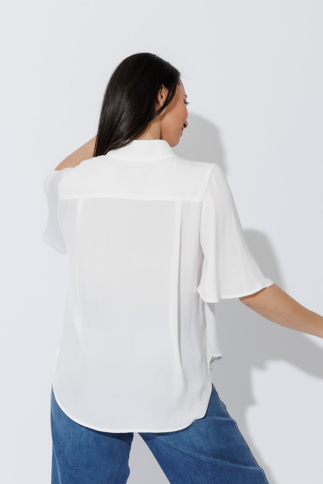 White Silky Milan Fluted Blogger Shirt