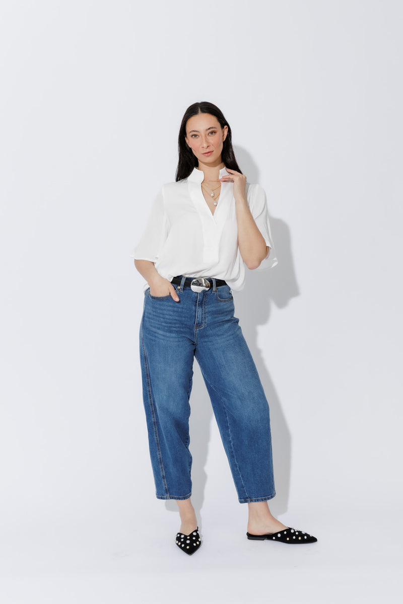 White Milan Fluted Blogger Shirt