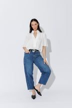 White Silky Milan Fluted Blogger Shirt