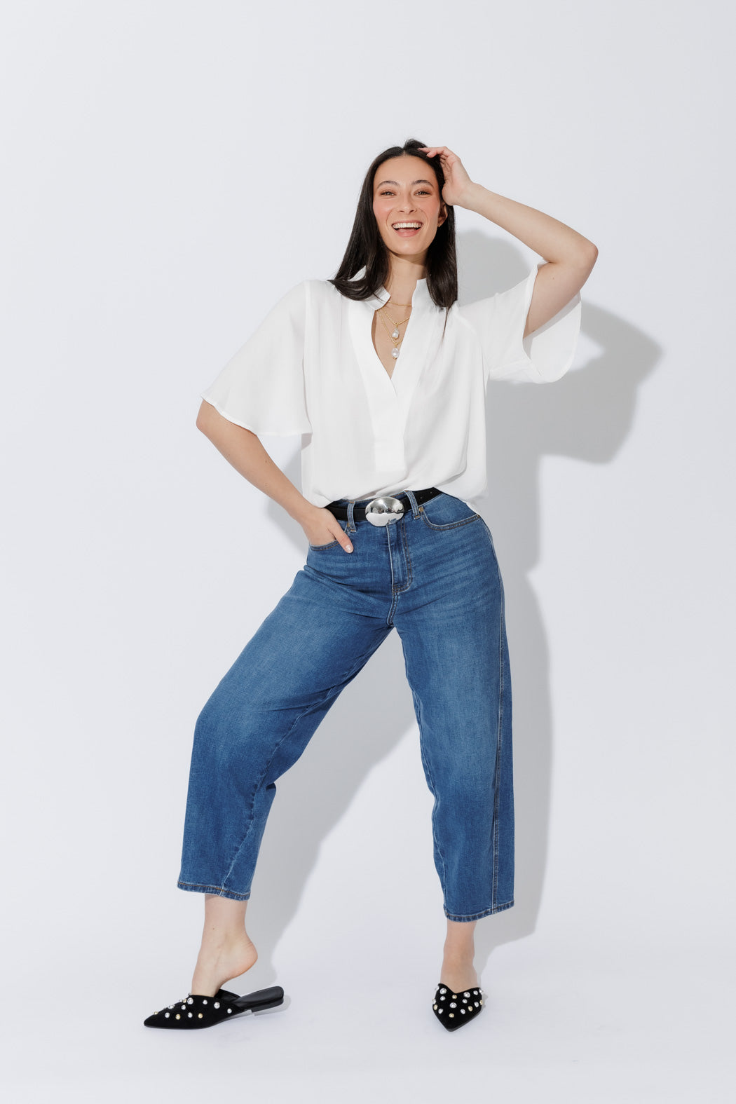 White Milan Fluted Blogger Shirt