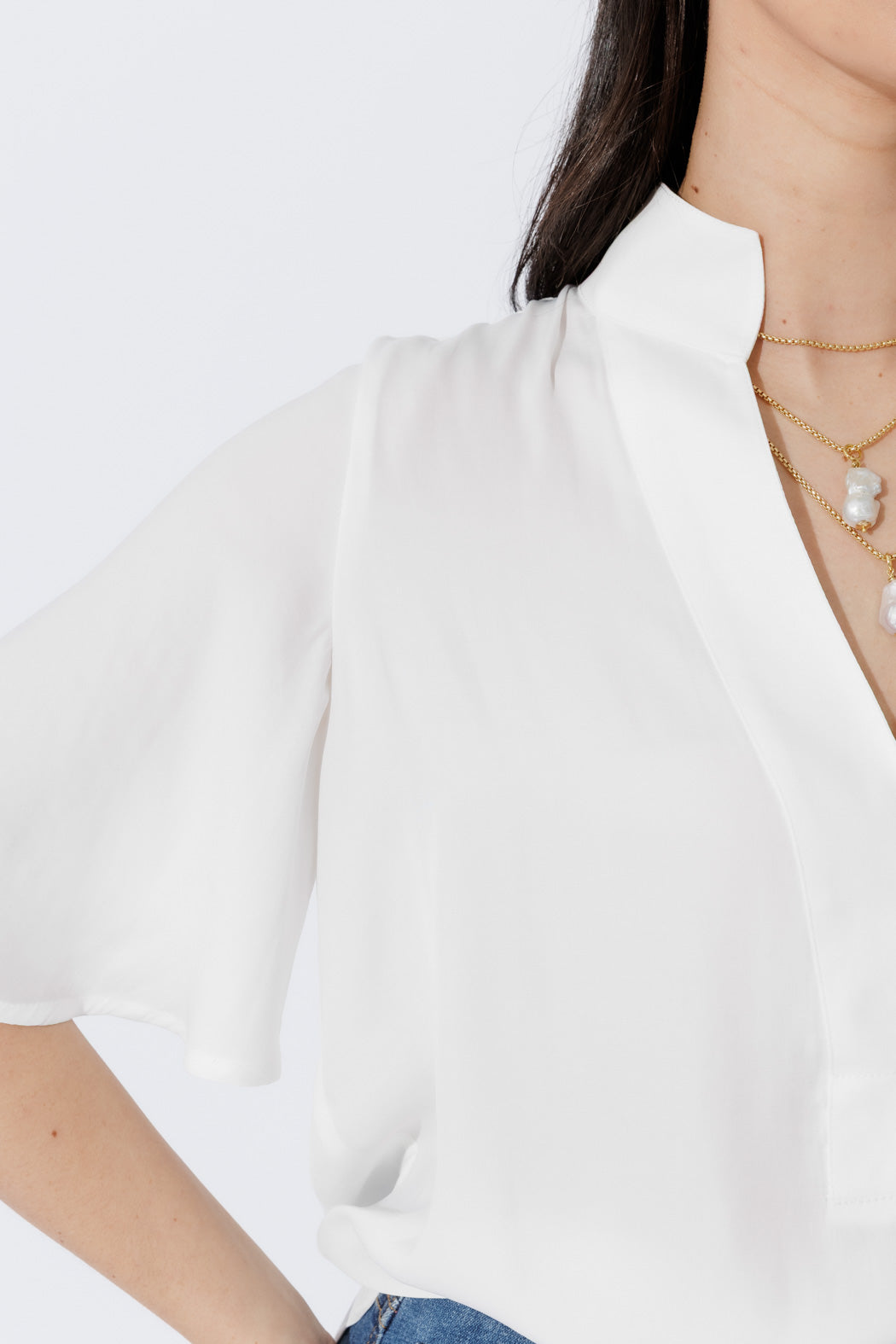 White Silky Milan Fluted Blogger Shirt