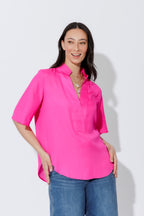 Hot Pink Milan Fluted Blogger Shirt