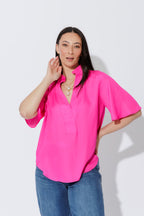 Hot Pink Milan Fluted Blogger Shirt