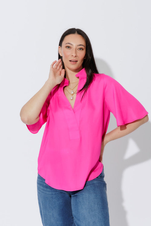 Hot Pink Milan Fluted Blogger Shirt