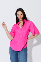 Hot Pink Milan Fluted Blogger Shirt