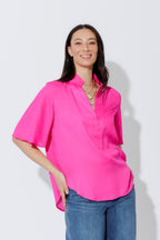 Hot Pink Milan Fluted Blogger Shirt