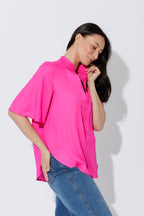 Hot Pink Milan Fluted Blogger Shirt