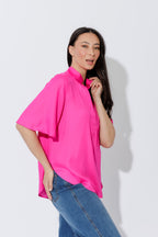 Hot Pink Milan Fluted Blogger Shirt