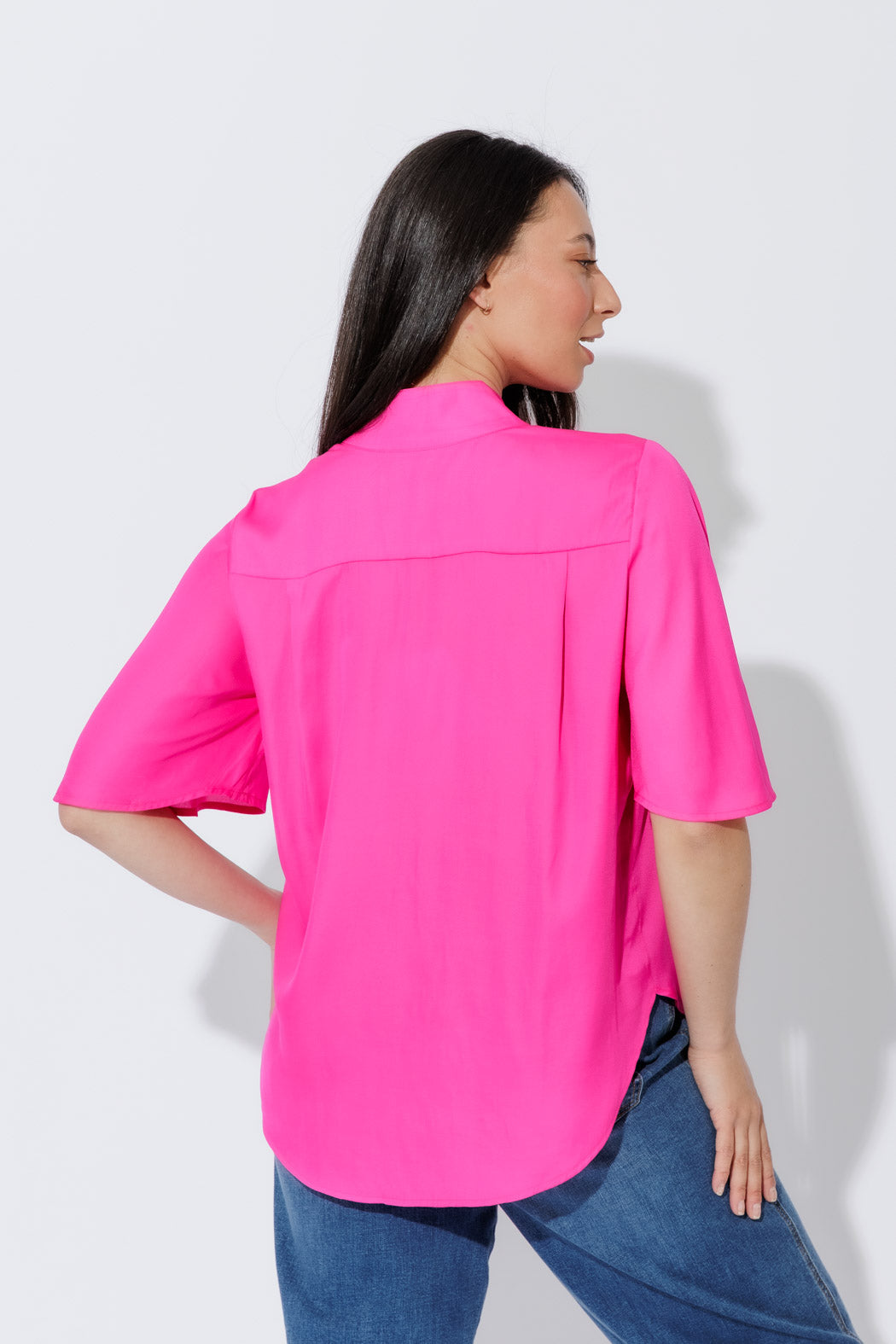 Hot Pink Milan Fluted Blogger Shirt