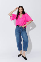 Hot Pink Milan Fluted Blogger Shirt