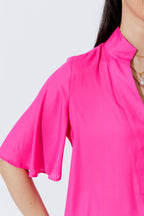 Hot Pink Milan Fluted Blogger Shirt