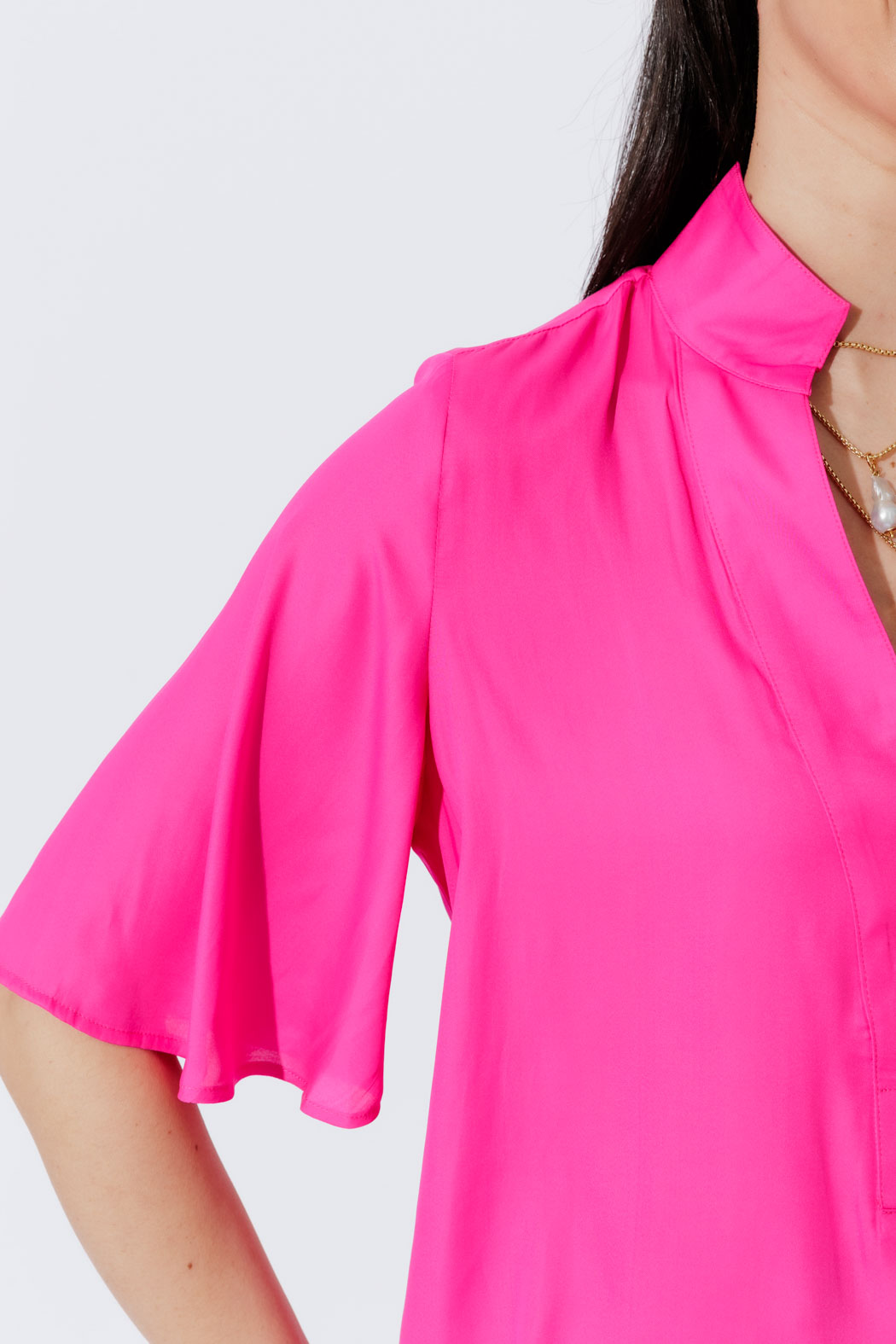 Hot Pink Milan Fluted Blogger Shirt