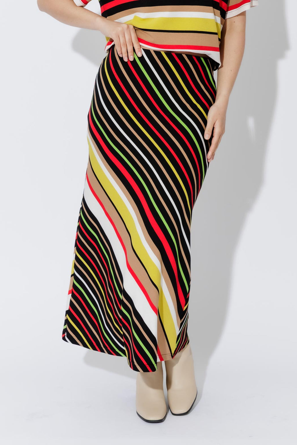 Red/Yellow Stripe Bias Skirt