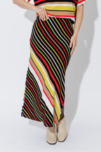 Red/Yellow Stripe Bias Skirt