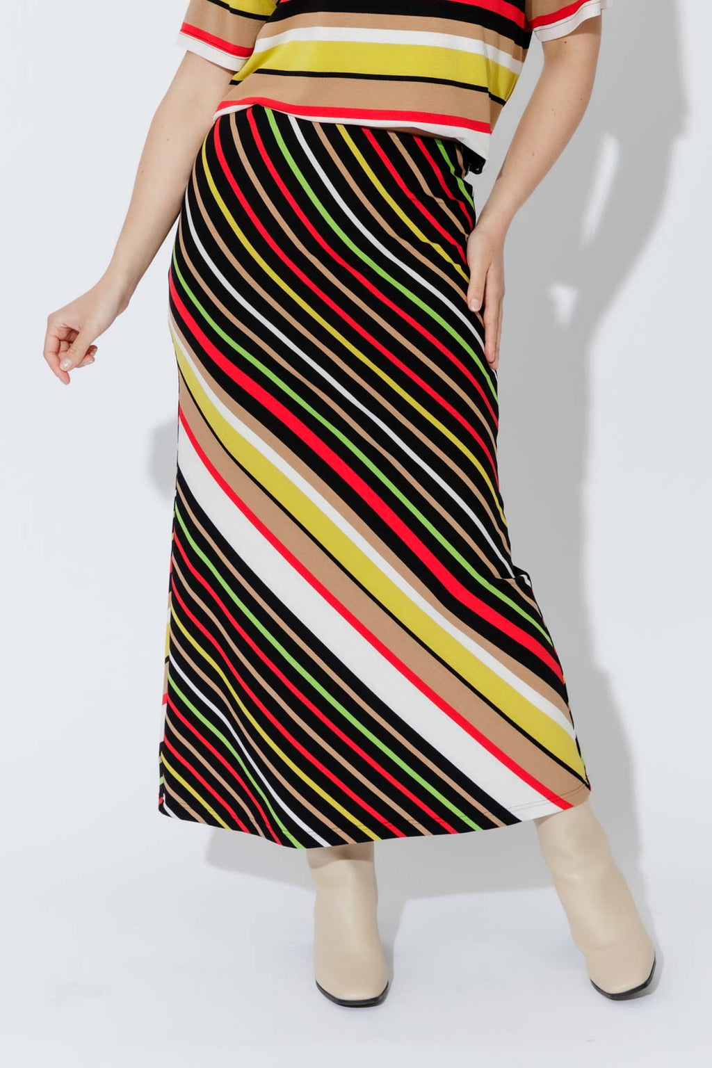 Red/Yellow Stripe Bias Skirt