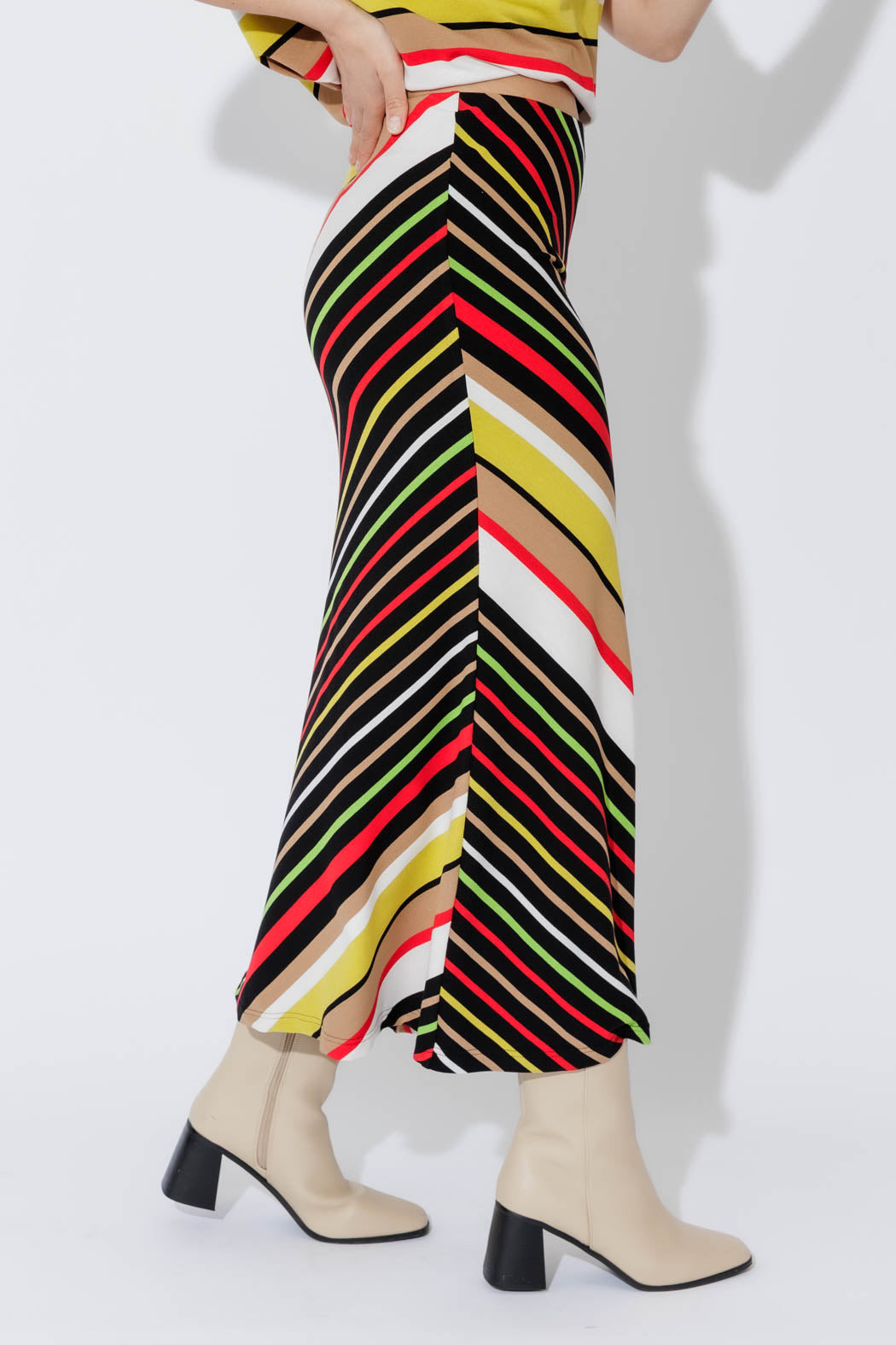 Red/Yellow Stripe Bias Skirt