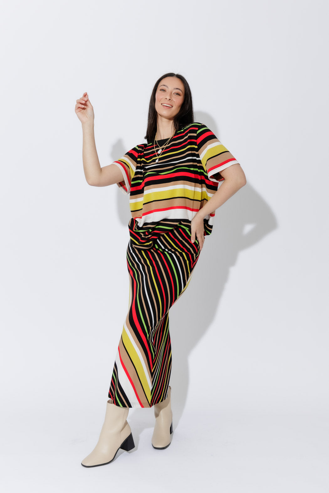 Red/Yellow Stripe Boxy T-Shirt
