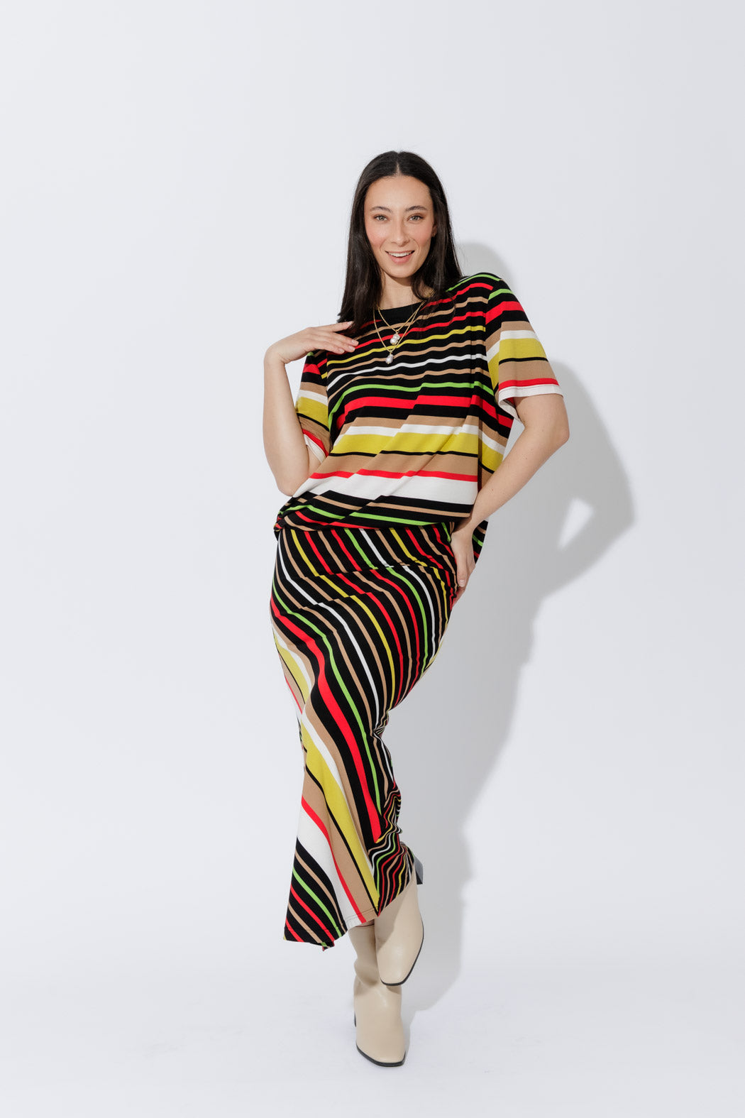 Red/Yellow Stripe Bias Skirt