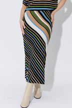 Blue/Green Stripe Bias Skirt