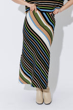 Blue/Green Stripe Bias Skirt