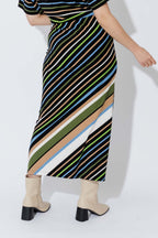 Blue/Green Stripe Bias Skirt