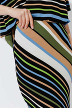 Blue/Green Stripe Bias Skirt