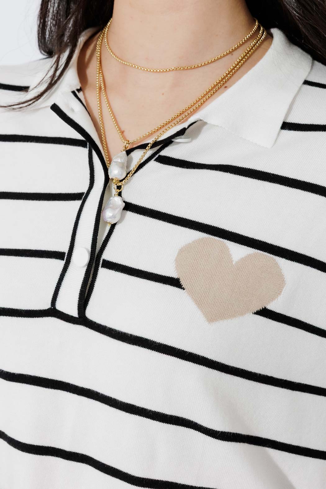 White Stripe Polo Top