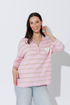 Pink Stripe Polo Top