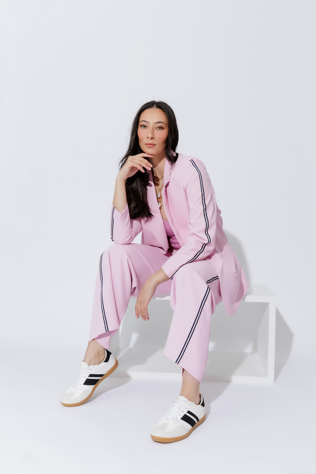Pink Stripe Boyfriend Blazer