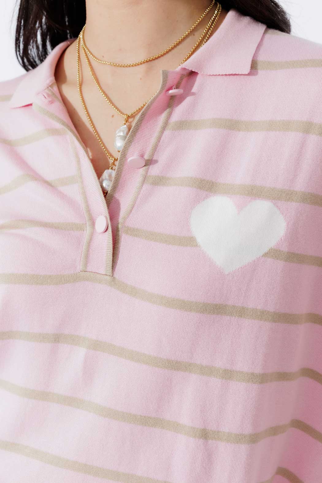 Pink Stripe Polo Top