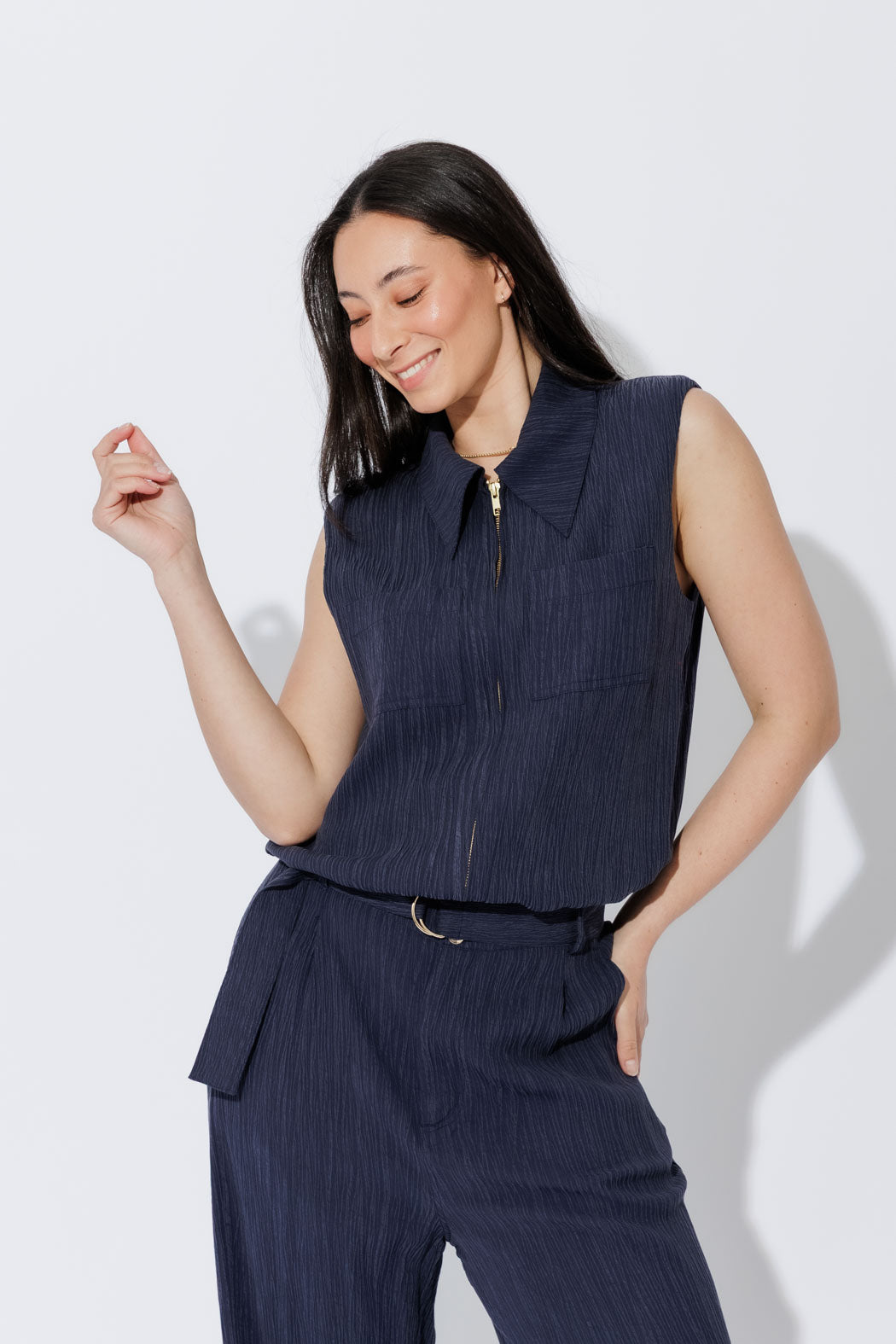 Navy Tencel Sport Vest