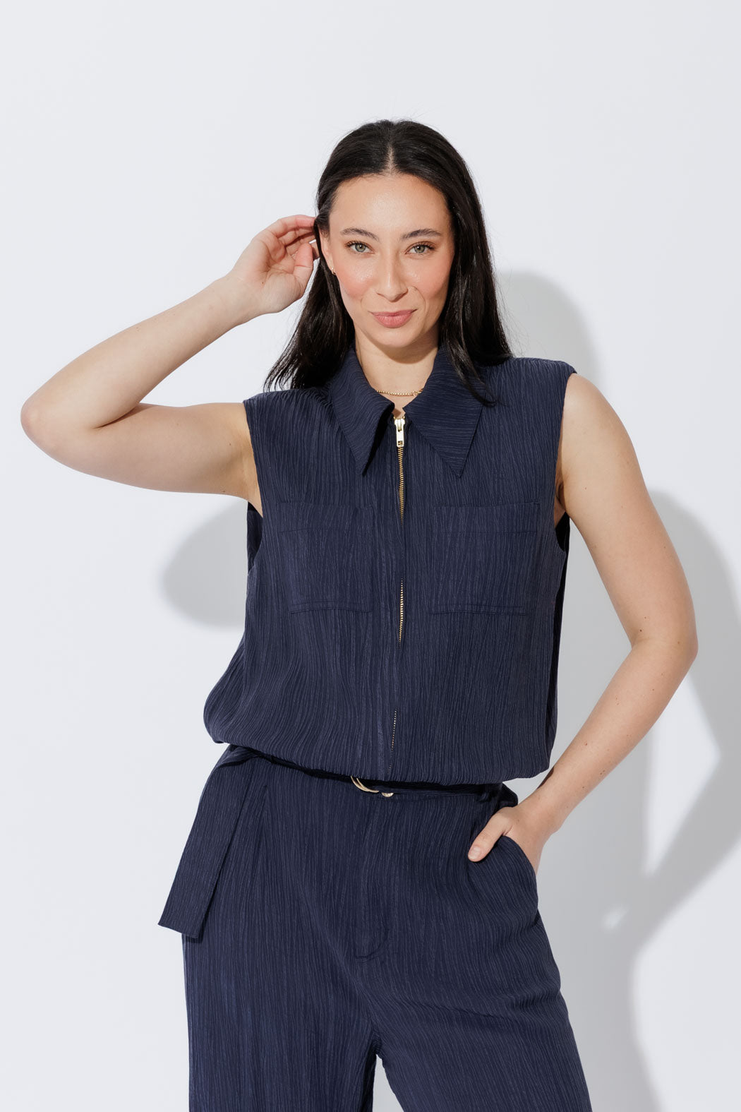 Navy Tencel Sport Vest