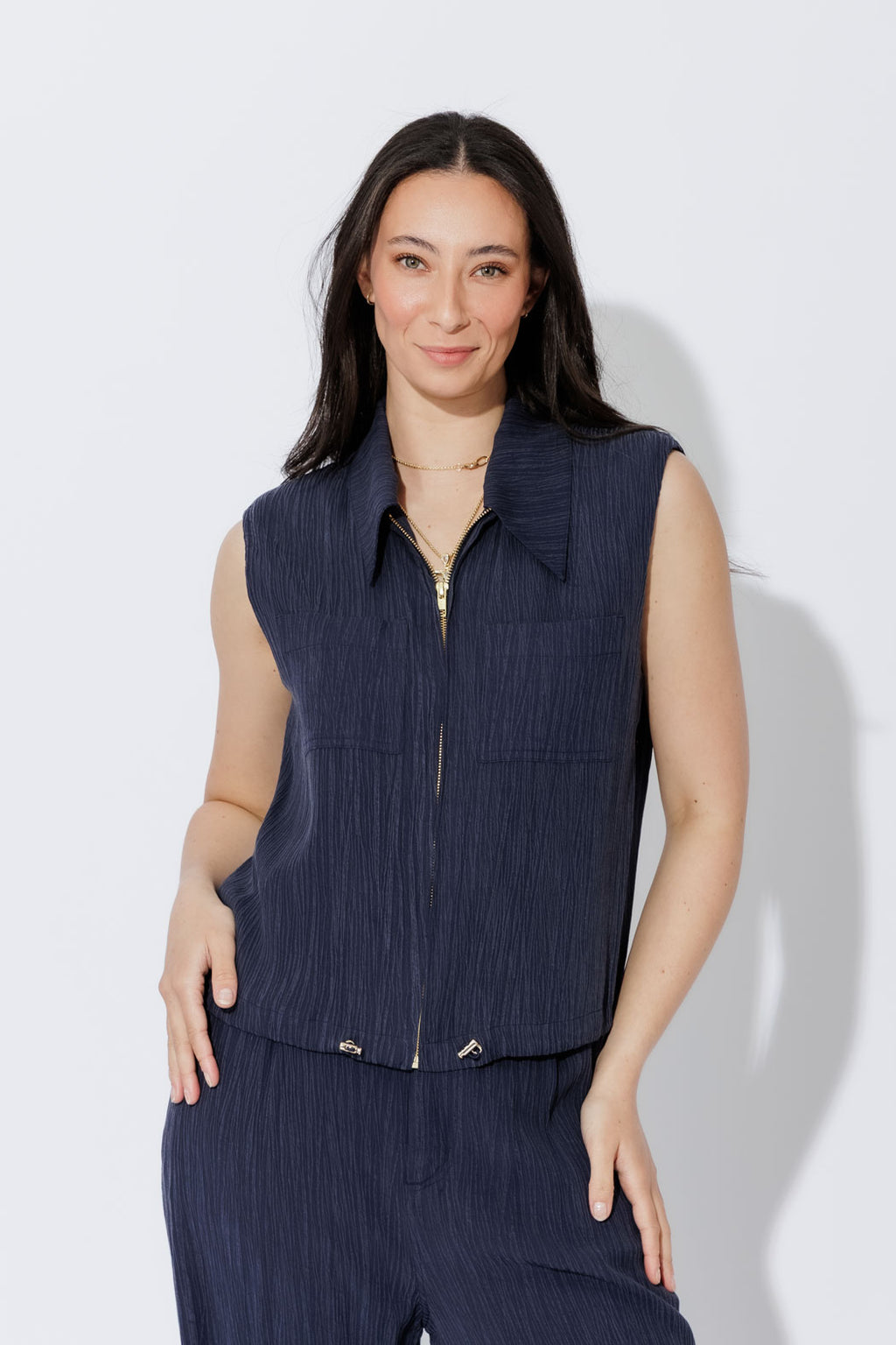 Navy Tencel Sport Vest