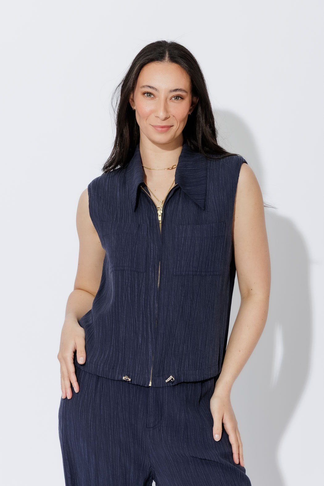 Navy Tencel Sport Vest