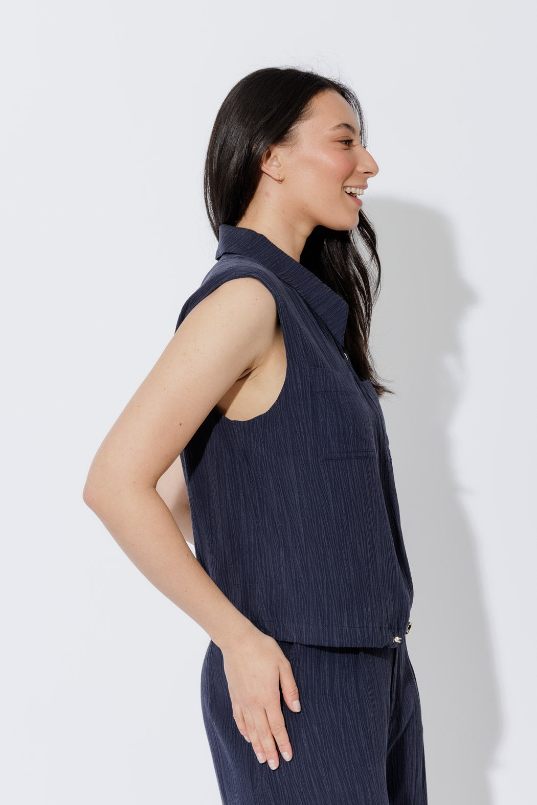 Navy Tencel Sport Vest