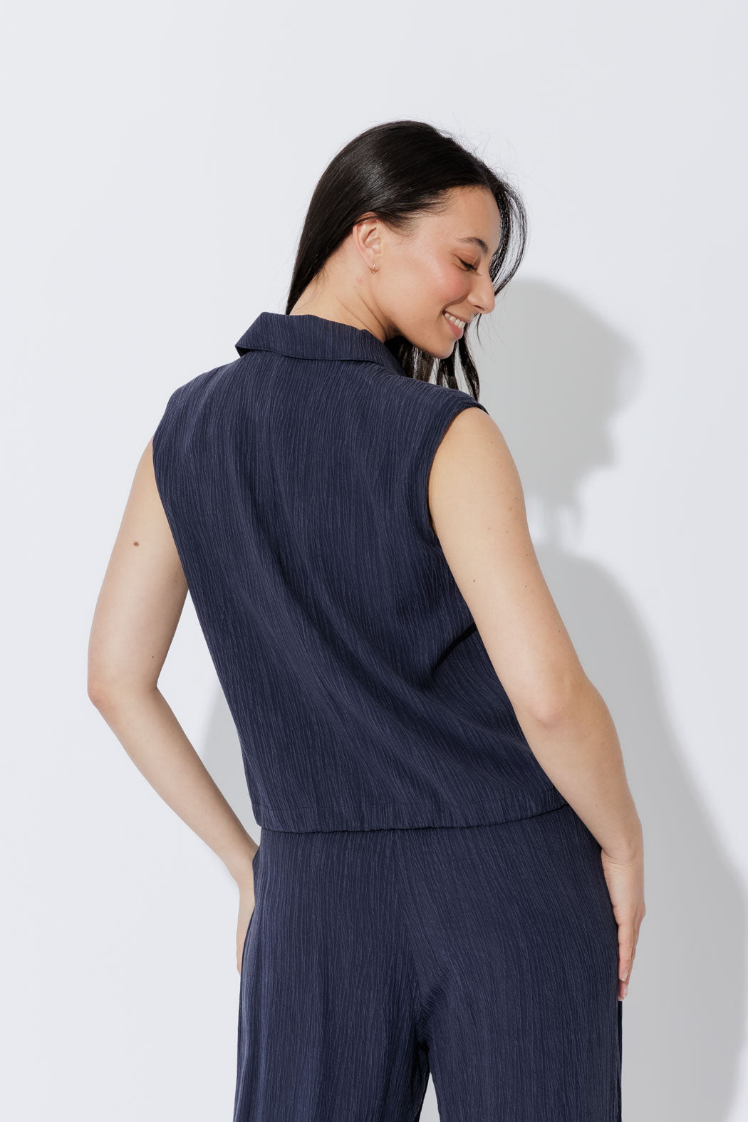 Navy Tencel Sport Vest