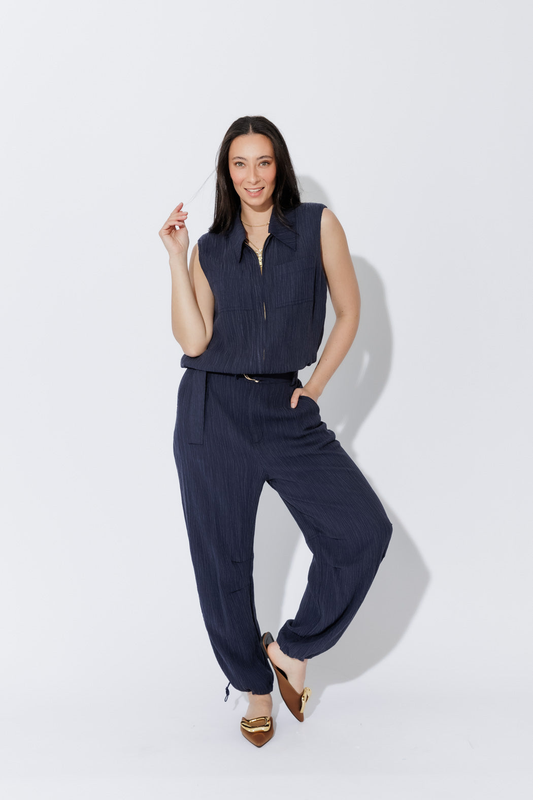 Navy Tencel Sport Vest