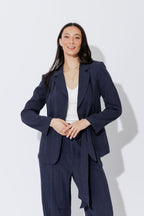 Navy Tencel Eyelet Blazer