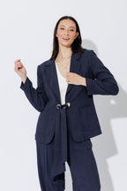 Navy Tencel Eyelet Blazer