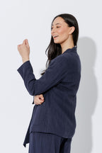 Navy Tencel Eyelet Blazer