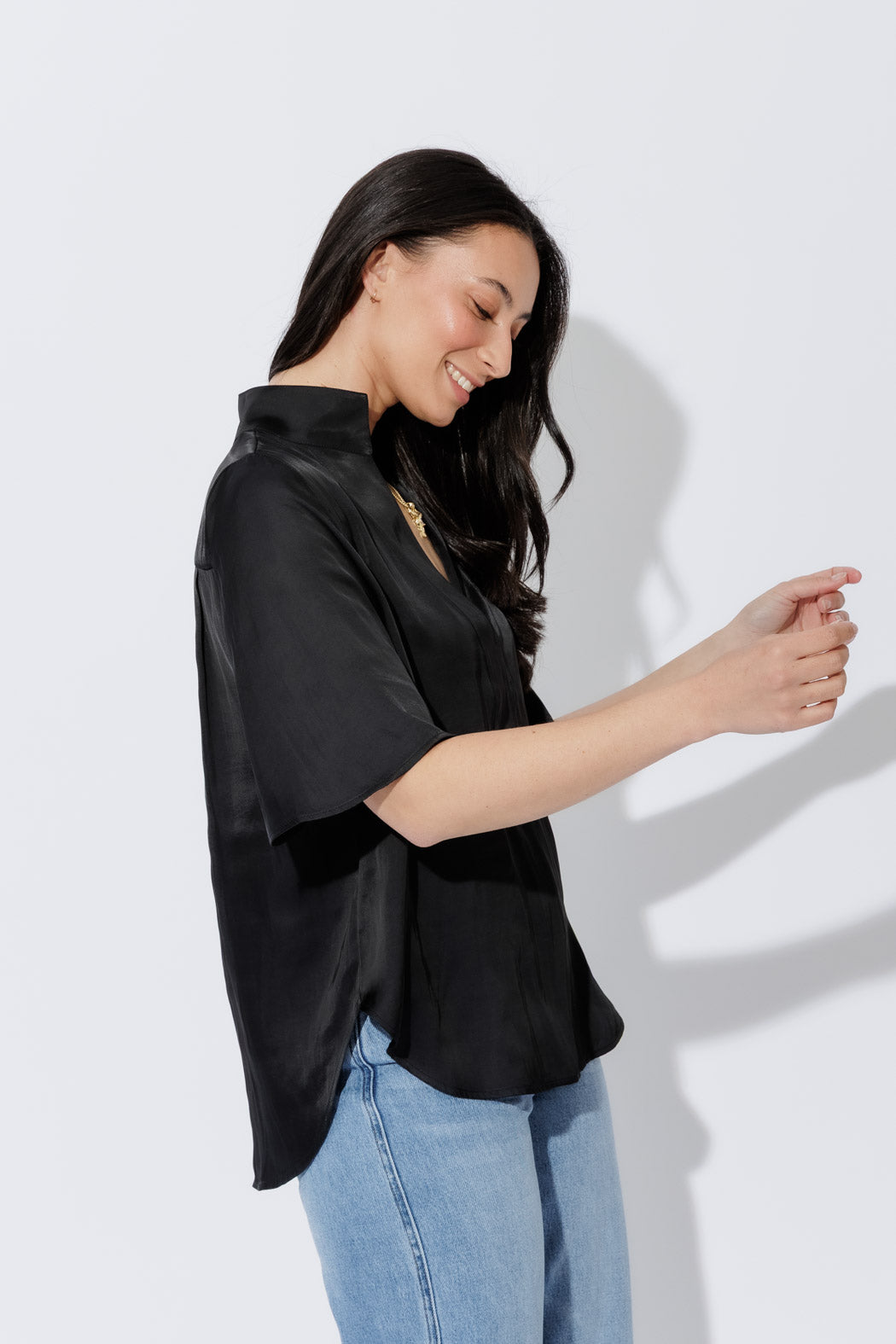 Black Milan Fluted Blogger Shirt