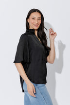 Black Milan Fluted Blogger Shirt